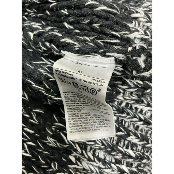 Womans Gap Black White Chunky Knit Open Front Heavy Cozy Cardigan Medium - Picture 6 of 7